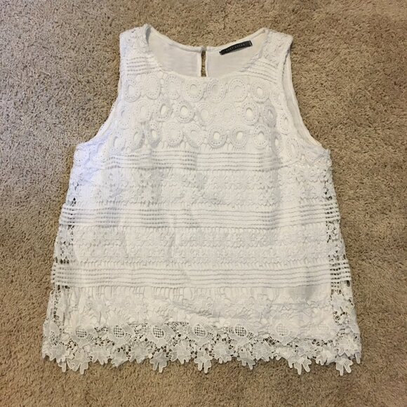 White Fantasy Crochet Lace Bilayer Tank Top - Picture 8 of 15